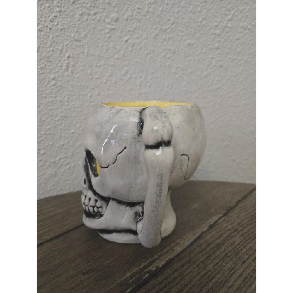 Vintage Handthrown Ceramic Skull Mug Votive Candle Holder Spooky Halloween Decor - Picture 5 of 13